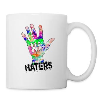Hi Haters Coole Hand in Regenbogen Farben - Tasse - Weiß - Rechts