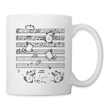 Cute cat kitten music clef musician P - Mug - white - Right