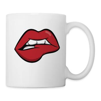 Face laugh teeth grimace grimace lip - Mug - white - Right