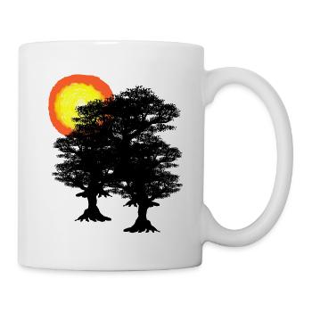 Sun trees tree forest nature ecology environment - Mug - white - Right