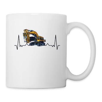 Bagger Herzschlag Baggerfahrer Baggerführer - Tasse - Weiß - Rechts