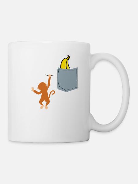 Singe dans une poche - Mug blanc - blanc
