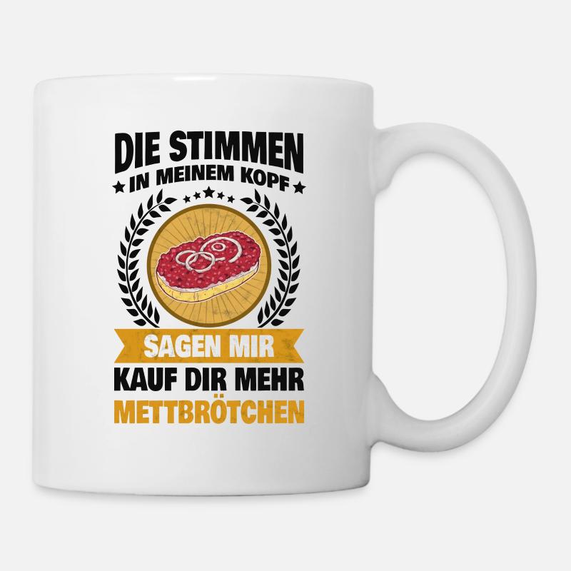 Mett Mettbrötchen Hackfleisch Hackepeter Brötchen - Tasse - Weiß