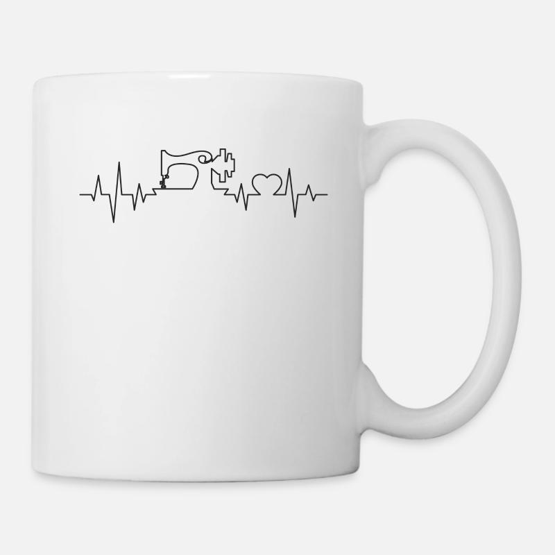Couture du rythme cardiaque - Mug blanc - blanc