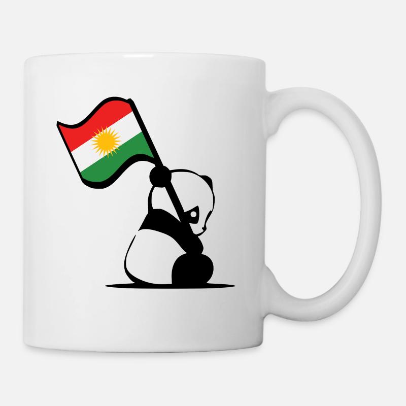 Panda kurde. Panda mignon avec le drapeau du Kurdistan - Mug blanc - blanc