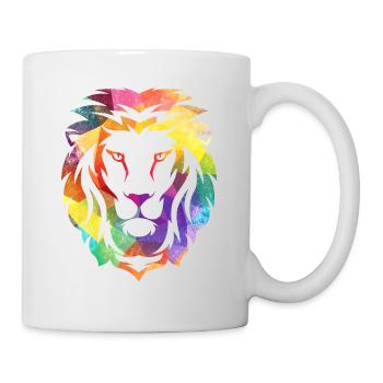 Lion lion head colorful geometric shapes - Mug - white - Right