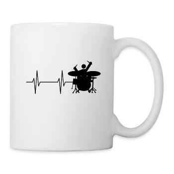 Schlagzeuger EKG Drums Drummer Puls Herzschlag - Tasse - Weiß - Rechts