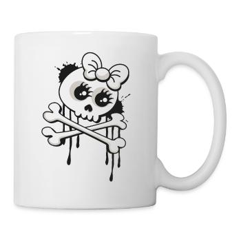 Süßes Totenkopf Shirt für Partys im Graffiti Style - Tasse - Weiß - Rechts