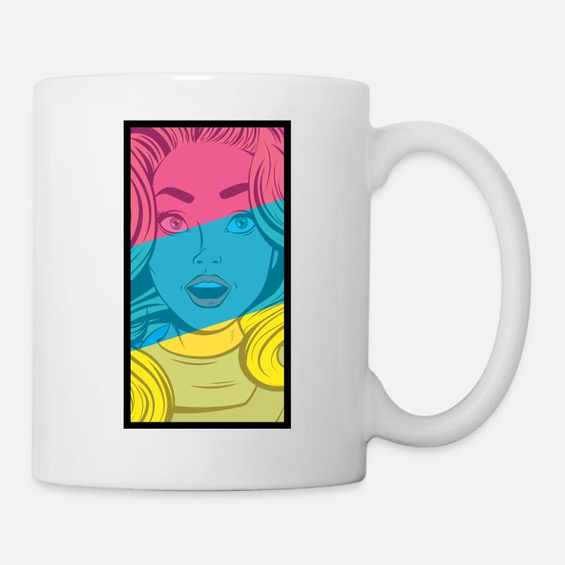 Femme de style bande dessinée colorée - Mug blanc - blanc