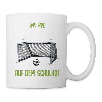 Einschulung Schulanfang Bye Kindergarten Fußball - Tasse - Weiß - Rechts