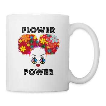 Lunettes de signe de paix hippie rétro Flower Power - Mug blanc - blanc - Droite