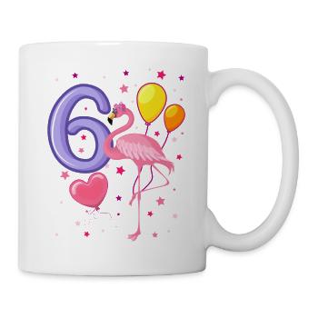 6e anniversaire fille flamingo j'ai 6 ans - Mug blanc - blanc - Droite