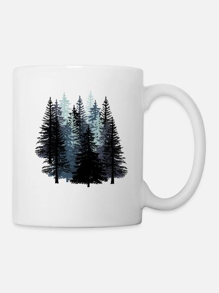 Wald Schwarz weiẞ Holz Nachhaltigkeit Umwelt Natur - Tasse - Weiß