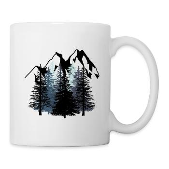 Forest Mountains Nature Wilderness black white Scouts - Mug - white - Right
