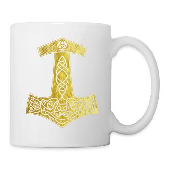 Cadeau de conception nordique Golden Thor Hammer - Mug blanc - blanc - Droite