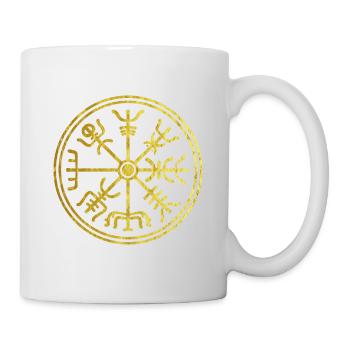 Viking compass Nordic vintage gold design - Mug - white - Right