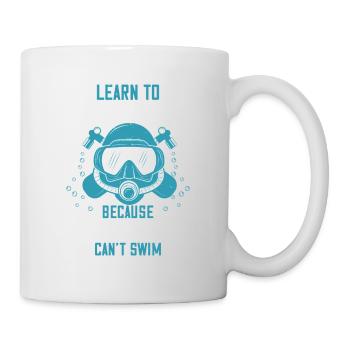 Diving Tshirt Design learn to scuba dive because - Mug - white - Right