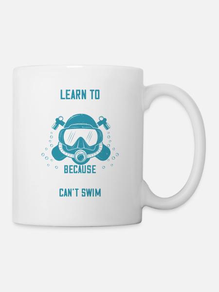Diving Tshirt Design learn to scuba dive because - Mug - white