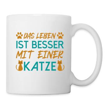 Chat, la vie est meilleure avec un chat. - Mug blanc - blanc - Droite
