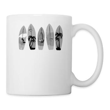 Cinq planches de surf rétro vintage - Surf - Mug blanc - blanc - Droite
