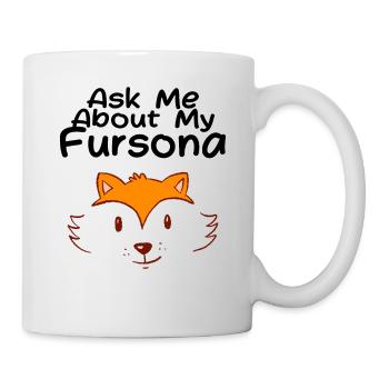 Demandez-moi à propos de mon Fursona Furry Fandom Fox Fox C - Mug blanc - blanc - Droite