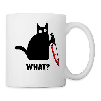 Quel chat effrayant avec un couteau à la main - Mug blanc - blanc - Droite