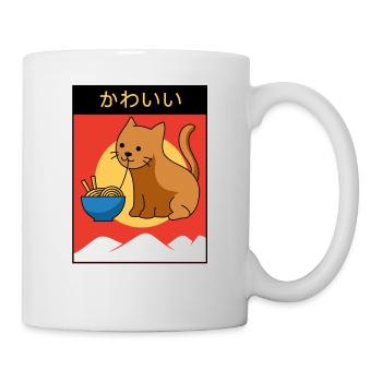 Kawaii Katze Und Einem Japanischen Bild - Kawaii - Tasse - Weiß - Rechts