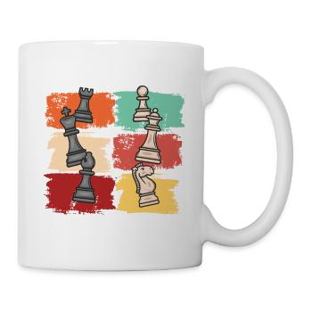 Retro Schachbrett Schachspieler Schachfiguren - Tasse - Weiß - Rechts