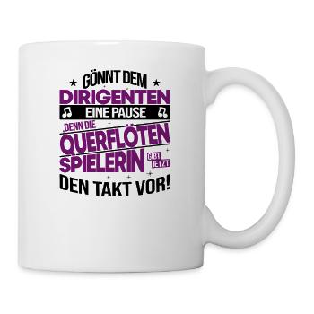 Querflöte Querflötistin Flöte Frau Spruch Geschenk - Tasse - Weiß - Rechts