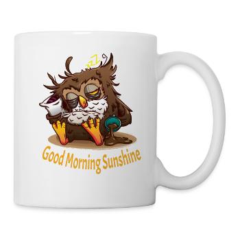 Eule Bild, good morning sunshine, Morgenmuffel - Tasse - Weiß - Rechts