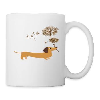 Dachshund with dandelion - Dachshund shirt gift idea - Mug - white - Right
