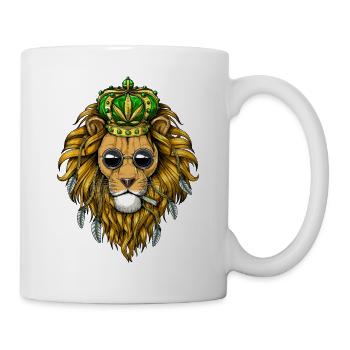 Löwe Hippie Stoner, der Unkraut raucht - Tasse - Weiß - Rechts