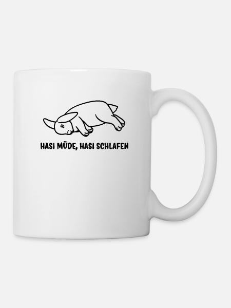 Hasi müde Hasi schlafen süßes Kaninchen T-Shirt - Tasse - Weiß