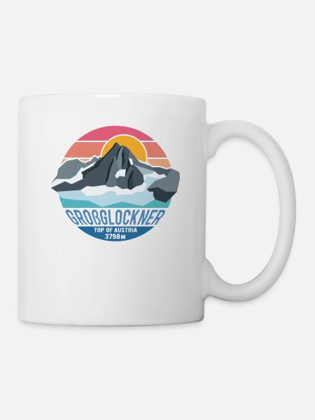 Großglockner 3798m Low Poly Berg Gipfel Österreich - Tasse - Weiß