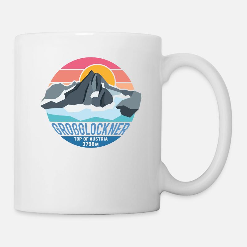 Großglockner 3798m Low Poly Berg Gipfel Österreich - Tasse - Weiß