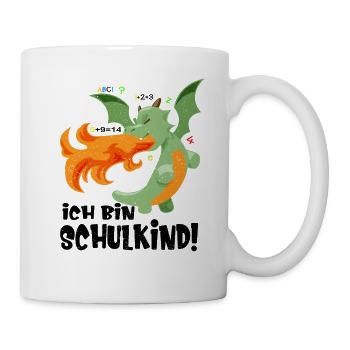 Ich bin Schulkind mit süßem Drachen - Tasse - Weiß - Rechts