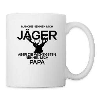 Jäger Papa Spruch - Tasse - Weiß - Rechts