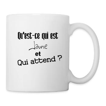 Qu'est-ce qui est jaune et qui attend ? - Mug blanc - blanc - Droite