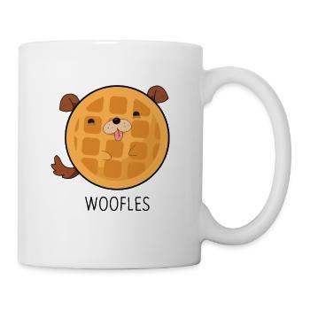 Woofles - Hund Waffel Waffeln Welpe Tierfreund - Tasse - Weiß - Rechts