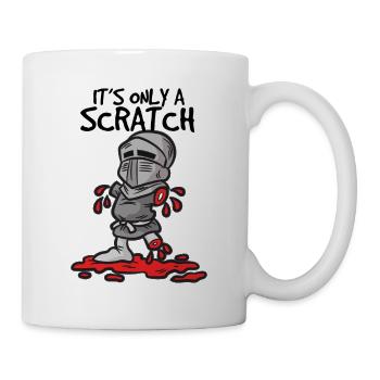 ITS ONLY A SCRATCH Ritter mit Fleischwunde Humor - Tasse - Weiß - Rechts