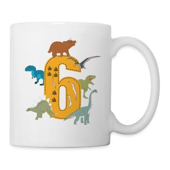 Birthday 6 years dinosaur Dino 6th birthday - Mug - white - Right