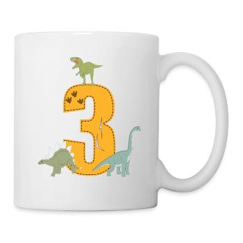 Geburtstag 3 Jahre Dinosaurier Dino 3. Geburtstag - Tasse - Weiß - Rechts