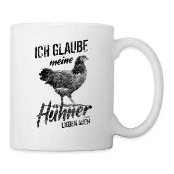 Lustiges Hühner Spruch Hühnerbauer - Tasse - Weiß - Rechts