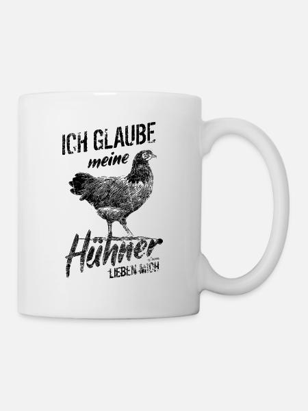 Lustiges Hühner Spruch Hühnerbauer - Tasse - Weiß