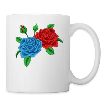 Rouge et une rose bleue - Roses - Mug blanc - blanc - Droite