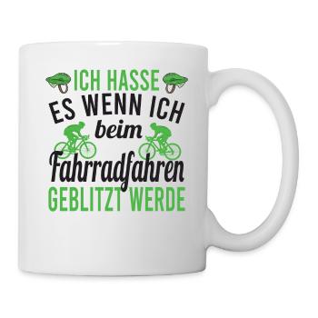 Fahrrad Fahren Radfahren lustige Geblitzt Geschenk - Tasse - Weiß - Rechts