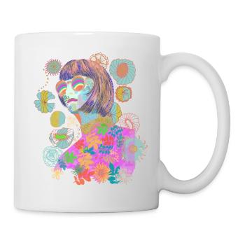 Portrait of cool woman wearing sunglasses - Mug - white - Right
