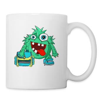 School child monster backpack schooling - Mug - white - Right