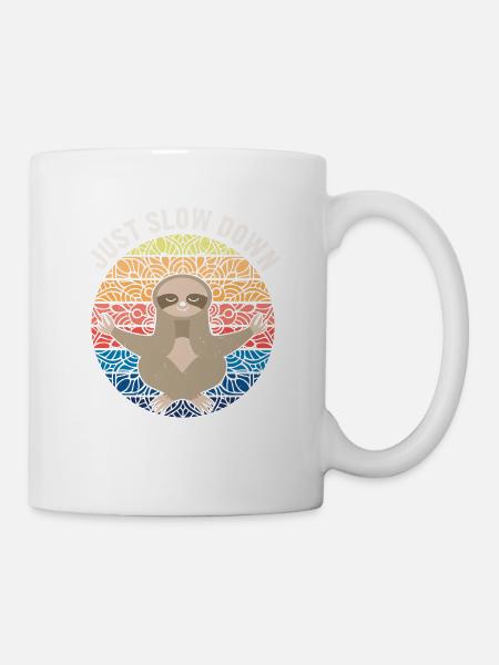 Just Slow Down Faultier Retro Meditation Sloth - Tasse - Weiß