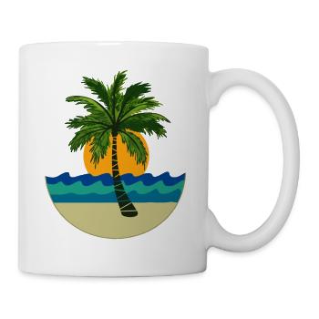 Palme, Sonne, Strand - Tasse - Weiß - Rechts
